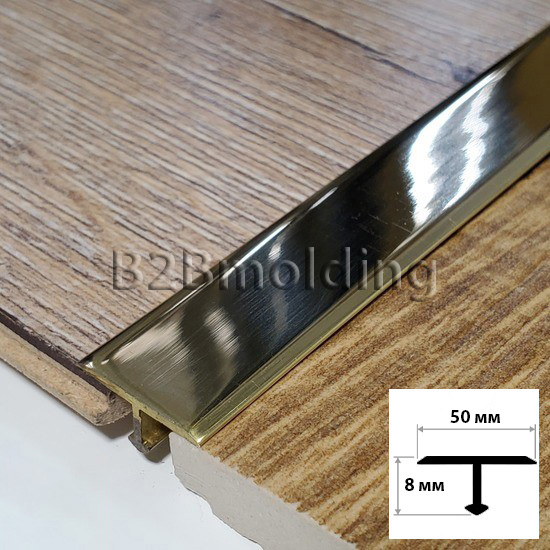 Т-порог из латуни(Золото глянец) 