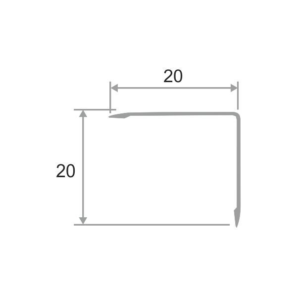 Угол 20х20 ПО 20 алюминий