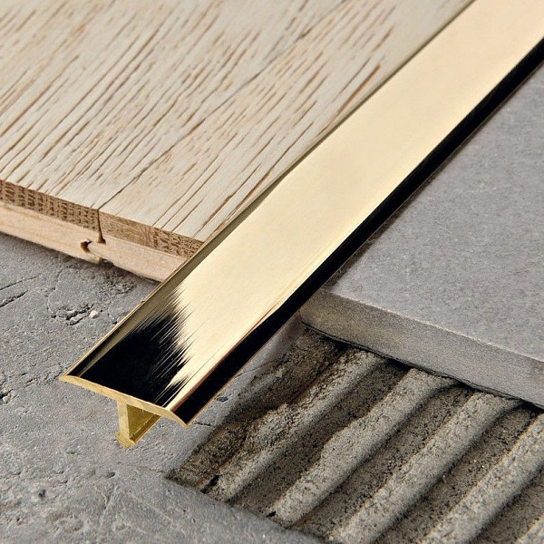 Т-порог из латуни(Золото глянец) 