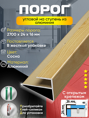 Порог ПУ 15 угловой на ступень