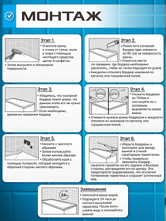 Акриловый Бордюр для Ванной Комнаты с Запилом Радиус R12 20мм БЕЛЫЙ ГЛЯНЕЦ