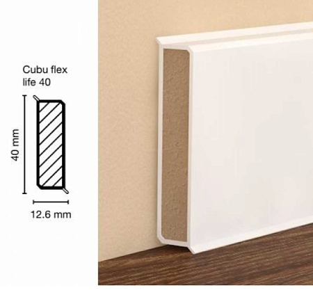 Плинтус ХДФ Dollken Cubu Flex Life 40 Белый 5012/ 1013