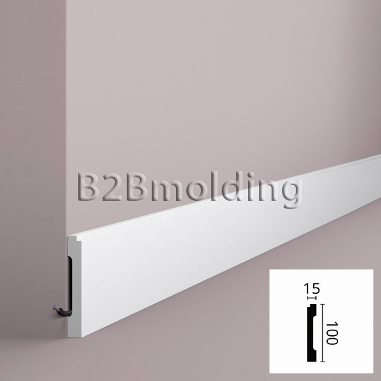 Плинтус из Дюрополимера Белый NMC FD1 100мм |B2Bmolding|